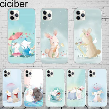 

ciciber Animal Rabbits Phone Case for iPhone 11 Pro Max Cover for iPhone XR 8 7 6 6S Plus X XS Max 5S SE Soft TPU Shell Coque