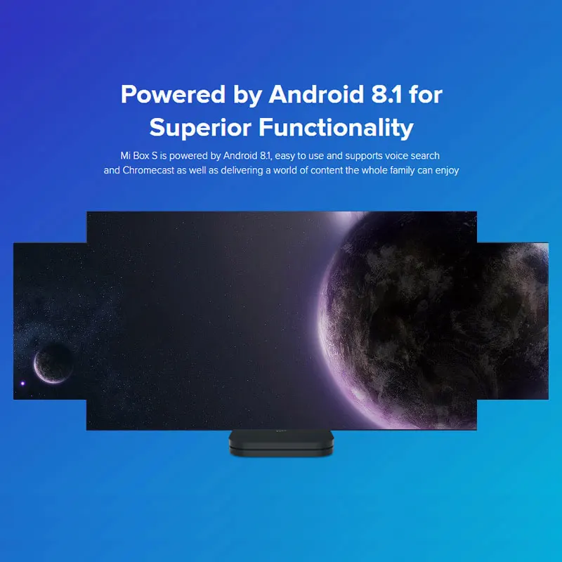 ТВ приставка Xiaomi Mi Box S 4K Cortex A53 четырехъядерный 64 бит Mali 450 1000Mbp Android 8 1 WiFi BT4.2 2 ГБ + Гб