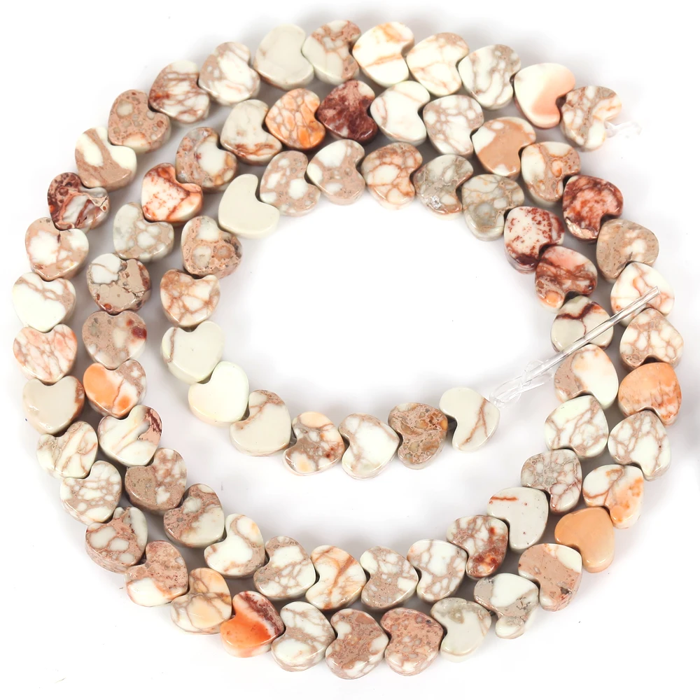 6x3mm Natürliche Herz Stein Meer Sediment Jaspers Runde Lose Spacer Perlen Für Schmuck Machen DIY Armband Handmade – Detail 8
