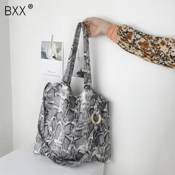 

[BXX] Snake Pattern Crossbody Bag For Women 2020 Fashion High Capacity Shoulder Messenger Bag Female Simple Handbags Totes HL007