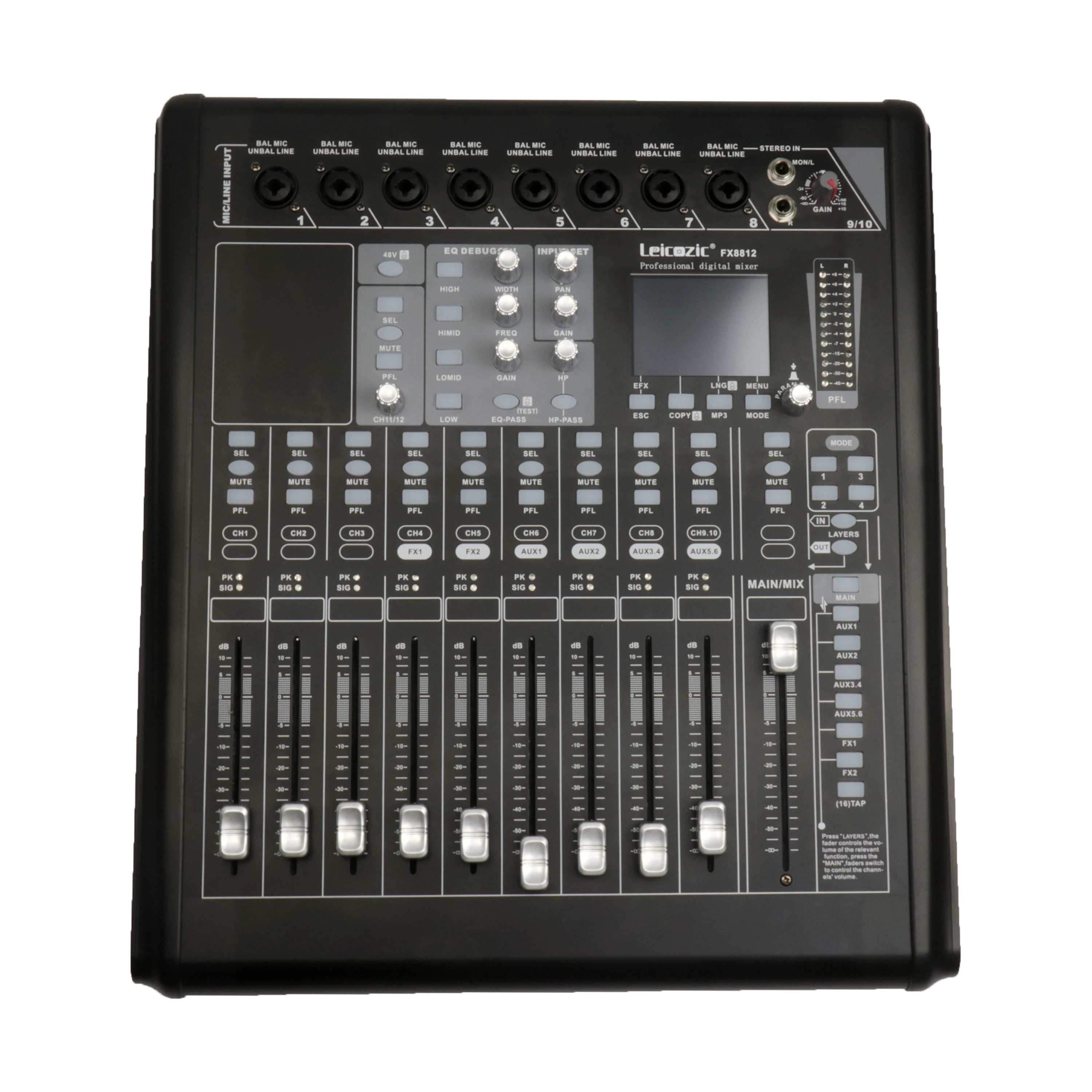 US $359.10 Paulkitson MX8812 Console Mixer Professional Stage Performance 12 Channel Digital Mixer Recording Mixing DJ Audio Sound System