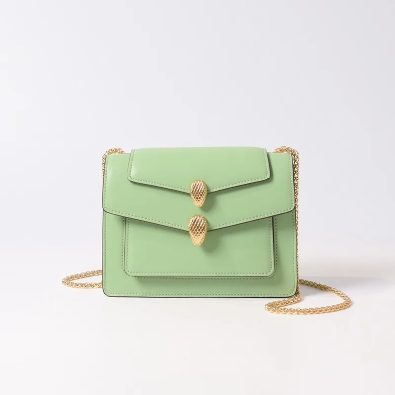 

New Genuine Leather Women Bags Fashion One Shoulder Messenger Chain Small Square Bag