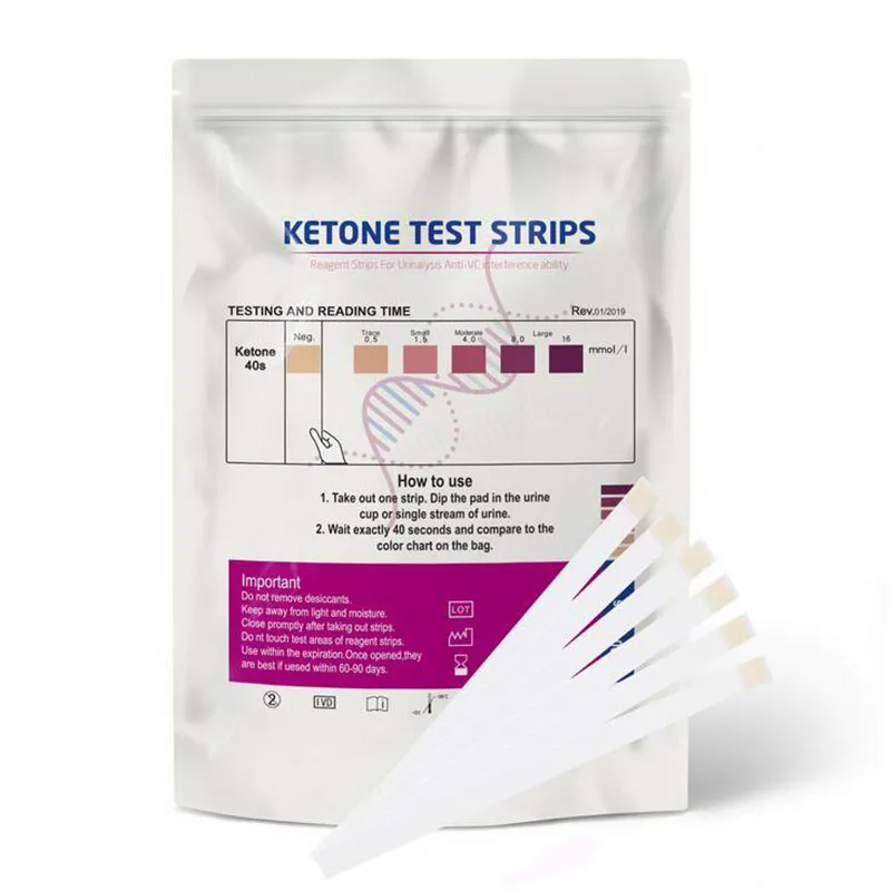 

100pcs URS-1K Test Strips Ketone Reagent Strips Testing Urine Anti-vc Urinalysis Home Ketosis Test Strips Analysis