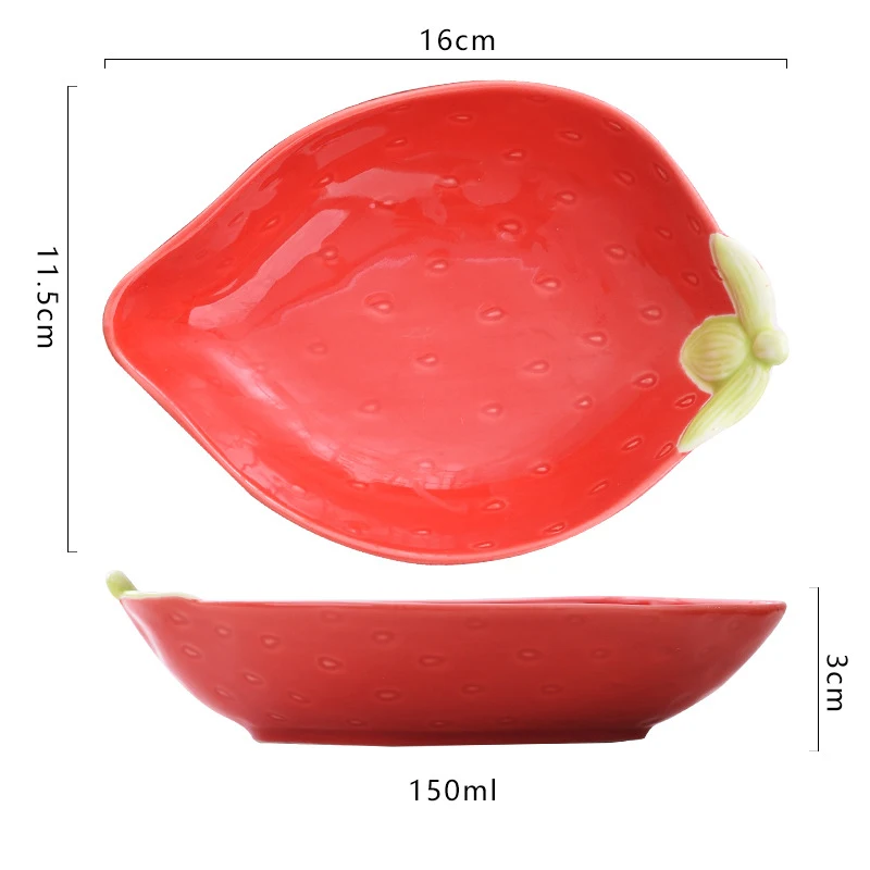 Креативная керамическая Салатница в форме авокадо, милая Клубника, десертная тарелка для закуски, блюдо черника, лимон, посуда - Цвет: Strawberry bowl