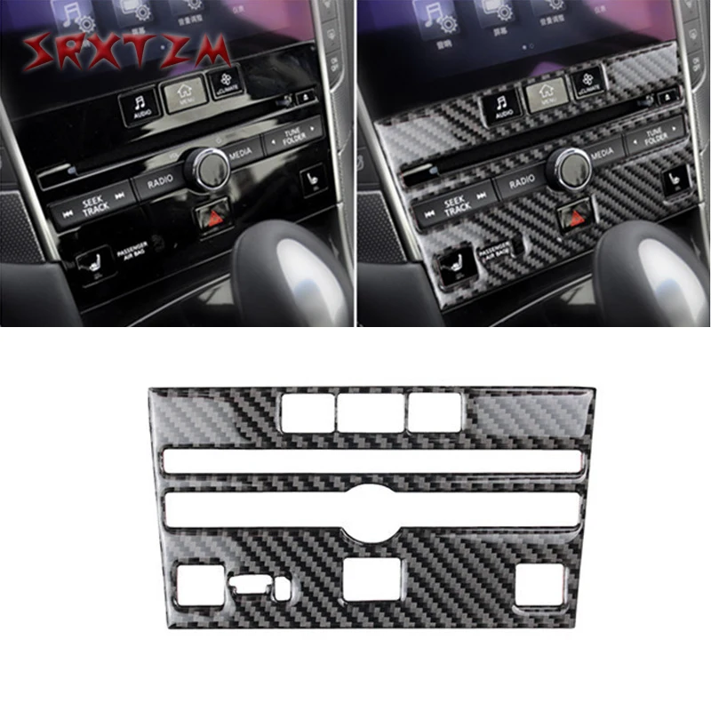 

Carbon Fiber Car Console Frame Stickers For Infiniti Q50 Q60 2014 2015 2016 2017 2018 2019 Car Center Control Panel Ac Cd Cover