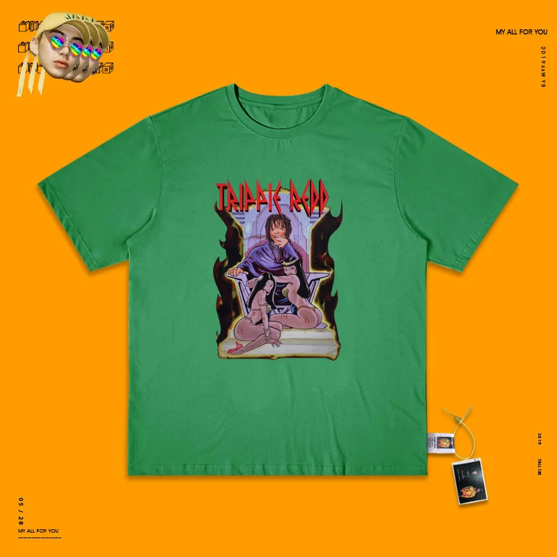 Красивый тренд Trippy Redd. Верхняя одежда без подкладки с короткими рукавами и изображением героев мультфильмов для школьниц Sen в стиле хип-хоп - Цвет: green