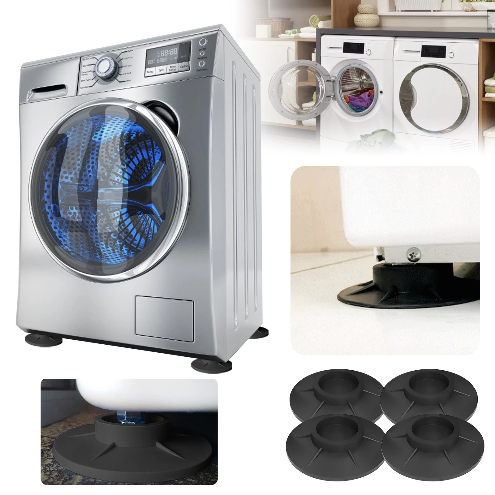 4pc Shock Noise Cancelling Washing Machine Support Anti Vibration Anti Slip Pads 4pc Shock Noise Cancelling Washing Machine Support Anti Vibration Anti Slip Pads