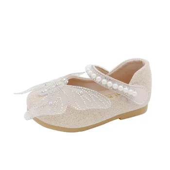 

Girls' Flat shoes rhinestones big butterflies Bling shiny and sweet, princess crystal shoes pure color, fashionable and noble