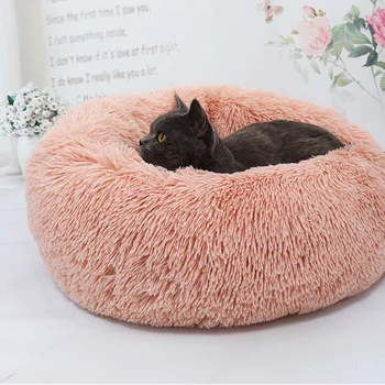 

Cat Bed Long Plush Soft Round Cat Bed Cushion Mats For Small Dogs Cats Nest Warm Puppy Kennel