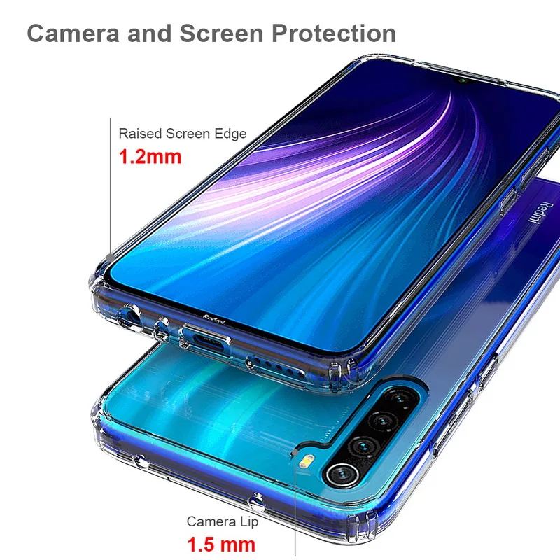Для Xiaomi Redmi Note 8 чехол Кристальный Гибридный Бампер прозрачная твердая акриловая задняя крышка для Xiaomi Redmi Note 8 Note8 чехол для телефона s Coque