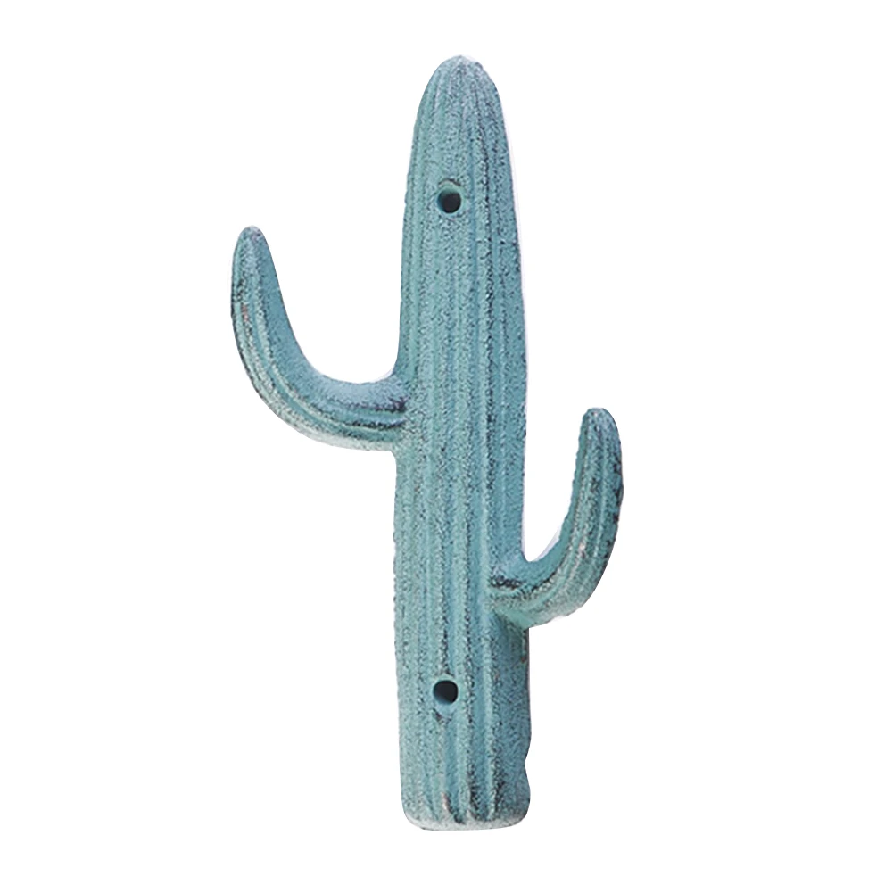 

Key Hanger Cast Iron Wall Hook Retro Pendant European Style Clothes Cactus Shape Double Head Bedroom Home Decoration Cute