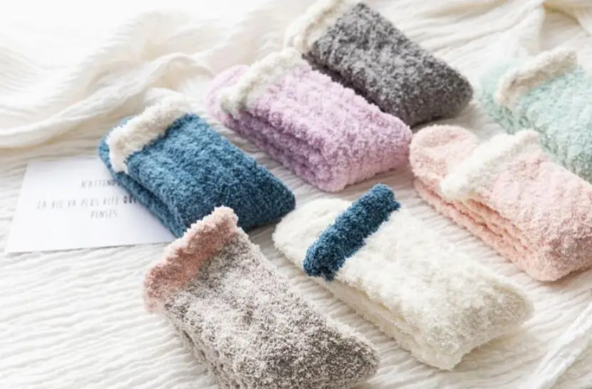 Coral Fleece Home Thickening Floor Sock Keep Warm Women Socks Cashmere Cotton Solid Winter Funny Socks Snow Land Cotton High New