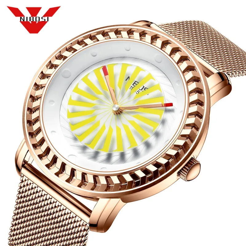 

NIBOSI Quartz Watch Men Creative Dial Movement Relogio Masculino Mens Watches Top Brand Luxury Fashion Watch Mesh Waterproof