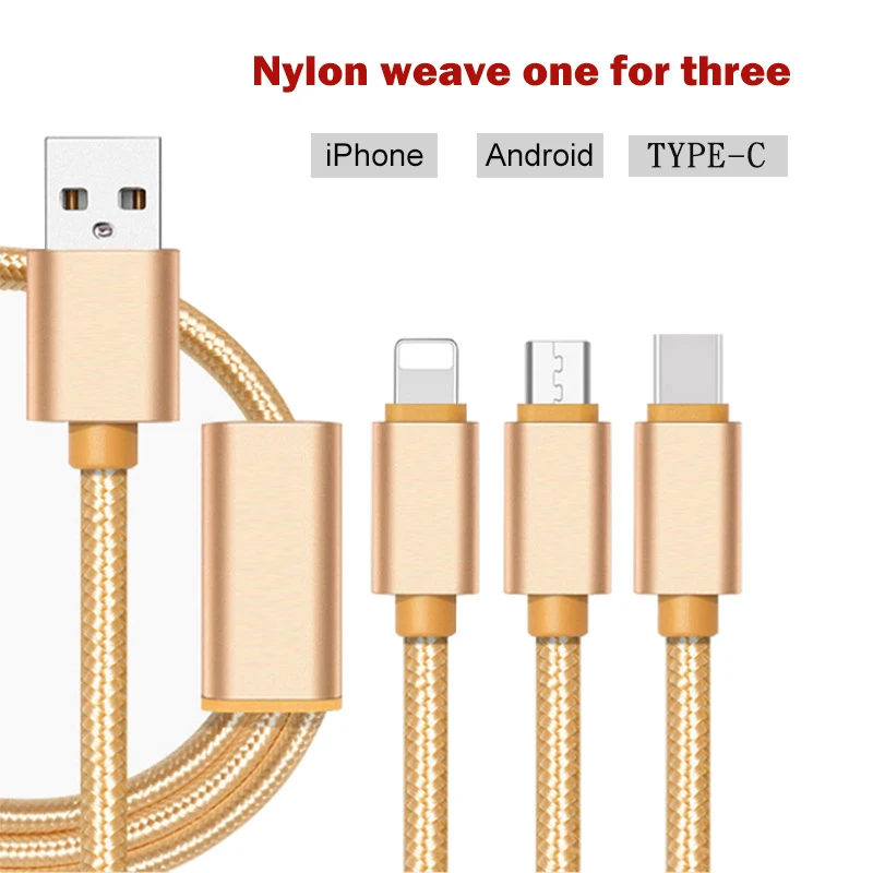 3 в 1 USB кабель Micro USB кабель type C 8 Pin кабель для зарядки мобильного телефона QC 3,0 быстрое автомобильное зарядное устройство для iPhone Xiaomi samsung htc