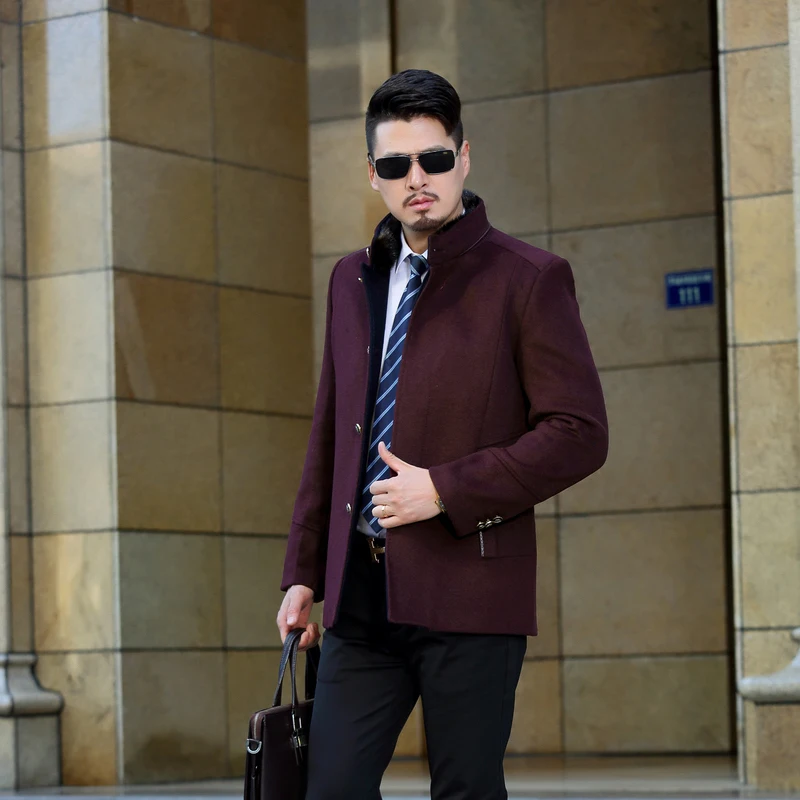 

Winter Men Coat standing collar business Thick Warm Woolen Overcoat Male Wool thick warm Men's Coat DB15-13