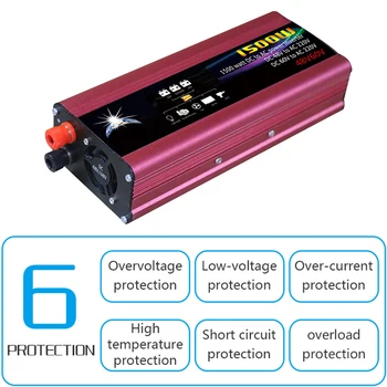 

Universal Modified Sine Wave 1500W DC48V/60V to AC220V Car Power Inverter LED Indicator Power Converter Intelligent Cooling