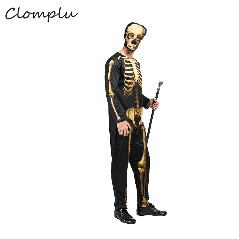 Clomplu золотой череп аниме косплей костюм на Хэллоуин Забавный Косплей Аниме Костюмы на Хэллоуин крутые вечерние костюмы с длинными рукавами