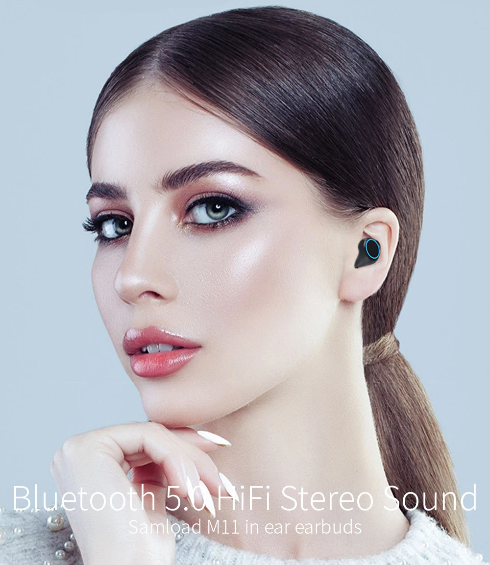 Samload Bluetooth 5,0 наушники-вкладыши настоящие беспроводные 3D стерео наушники с 3300 мАч зарядным устройством для большинства смартфонов