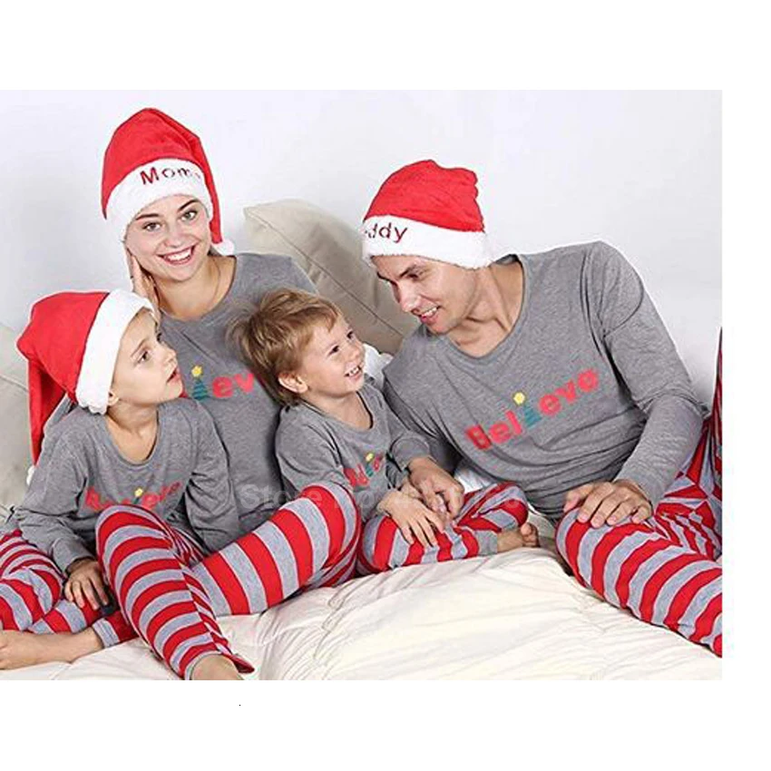 Семейный Рождественский пижамный комплект из 2 предметов для мамы, папы, детей, новорожденных, одежда для родителей и детей Домашняя одежда для сна с длинными рукавами подарок на год