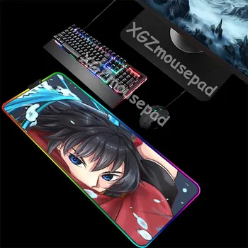 

XGZ Custom Large RGB Mouse Pad Colorful Classic Anime Kamado Tanjirou HD Computer Desk Mat Black Lock Edge Rubber Non-slip Xxl