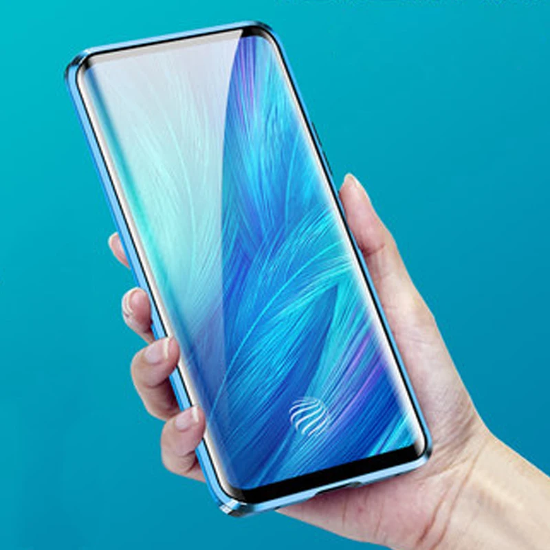 Роскошный Магнитный адсорбционный ЧЕХОЛ ДЛЯ VIVO X27 x27 с металлической рамкой, двусторонняя стеклянная крышка для VIVO X 27, защитный чехол для телефона в виде ракушки