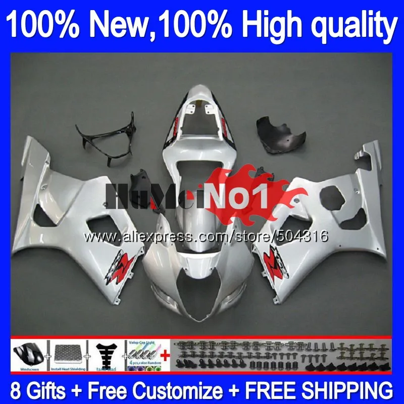 Корпус для SUZUKI GSXR-1000 1000CC GSXR1000 K2 20MC. 32 серебряный блеск GSX-R1000 GSX R1000 03 04 K3 GSXR 1000 2003 2004 03 04 обтекатель