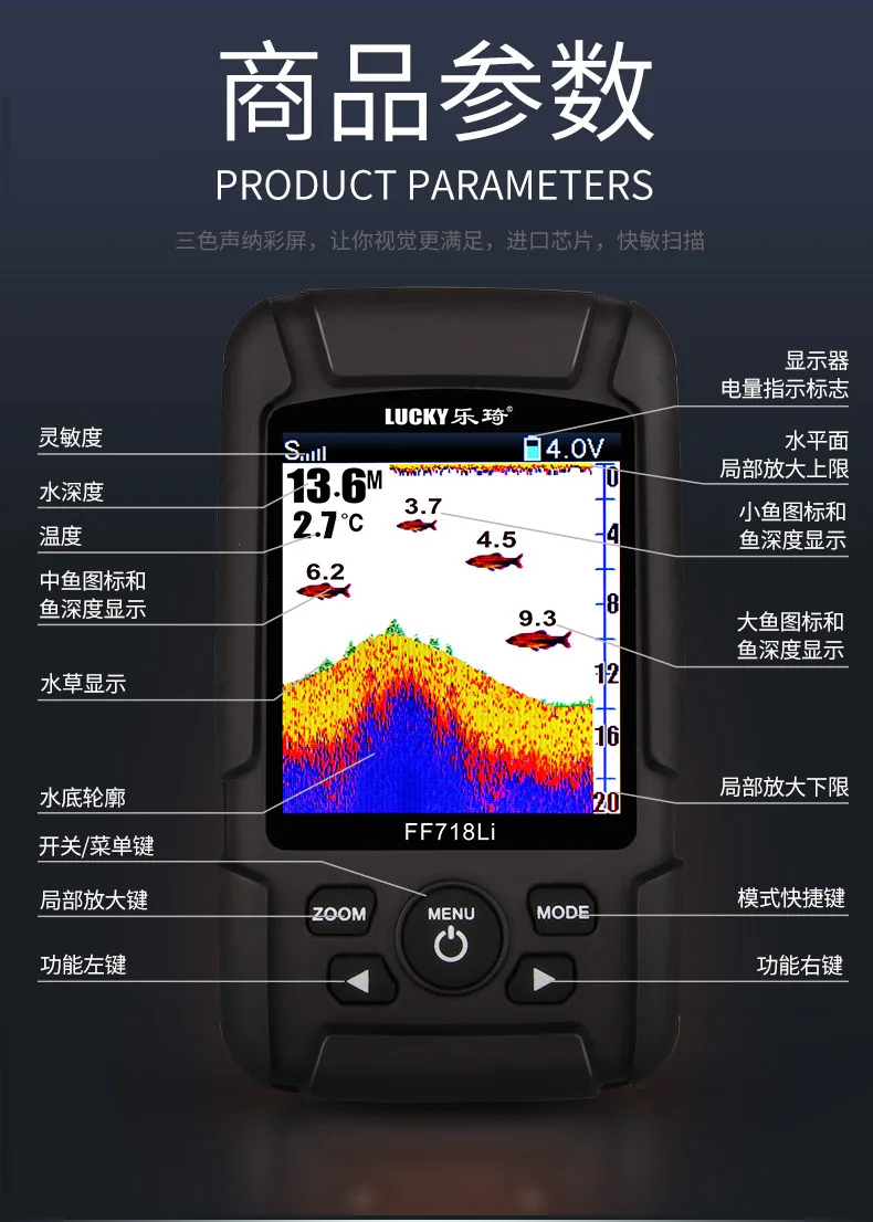 Перекрестная граница для Yue Qi рыболокатор беспроводной Sonar цветной экран умный детектор рыбы китайский визуальный высокое разрешение