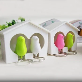 

1set New Arrival Lover Sparrow Birdhouse Keychain Home Wall Hook Bird Nest Holder Key Ring Gifts