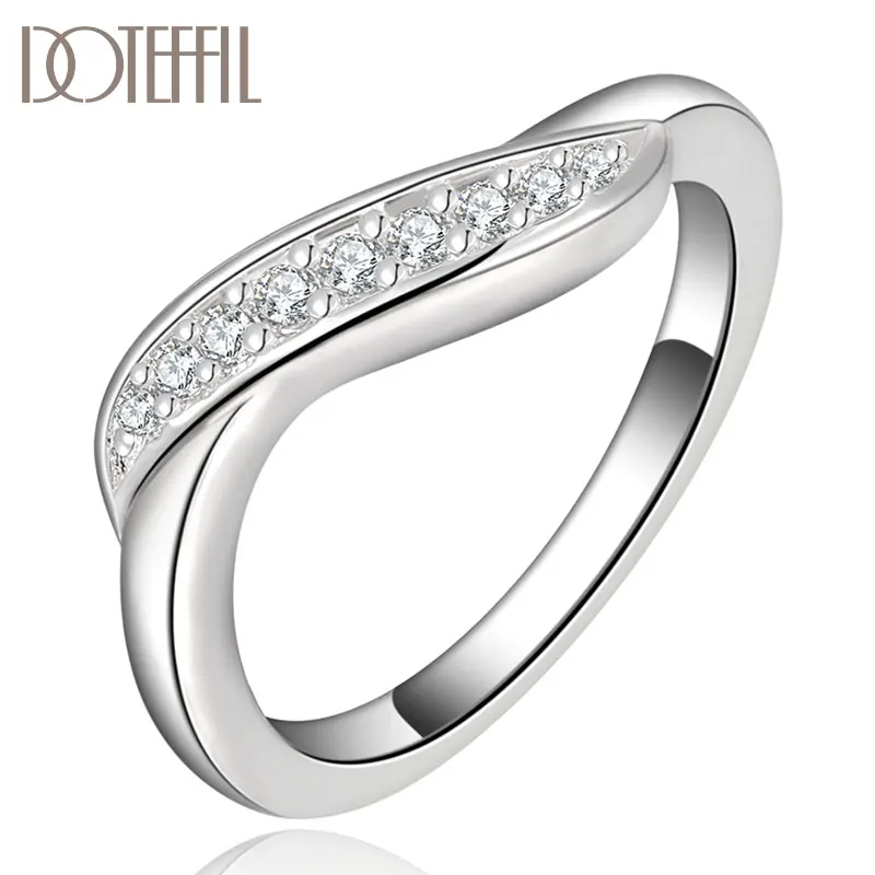 

DOTEFFIL 925 Sterling Silver Twisted AAA Zircon Ring For Women Fashion Wedding Engagement Party Gift Charm Jewelry