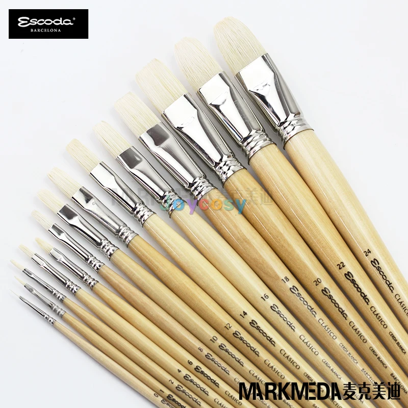 Escoda Clasico 5030 Oil & Acrylic Chungking White Bristle Paint Brush Long Filbert; Size 6 