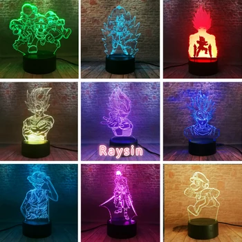 

Game Mario Anime One Piece Luffy Zoro Dragon Ball Super Saiyan God Goku Action Figures 3D 7 Color Change Night Light Xmas Toys