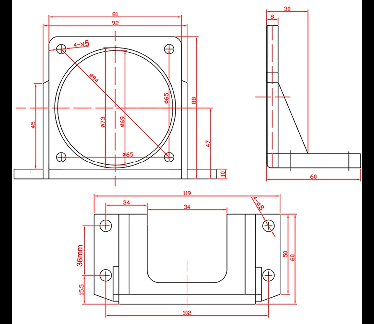 DC AC gear reducer bracket 6-120W micro motor synchronous motor mount