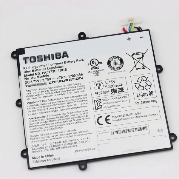 UGB натуральная 3 75 V 20Wh Замена Toshiba PA5173U-1BRS 1ICP4/56/89/2 Аккумулятор для планшета |