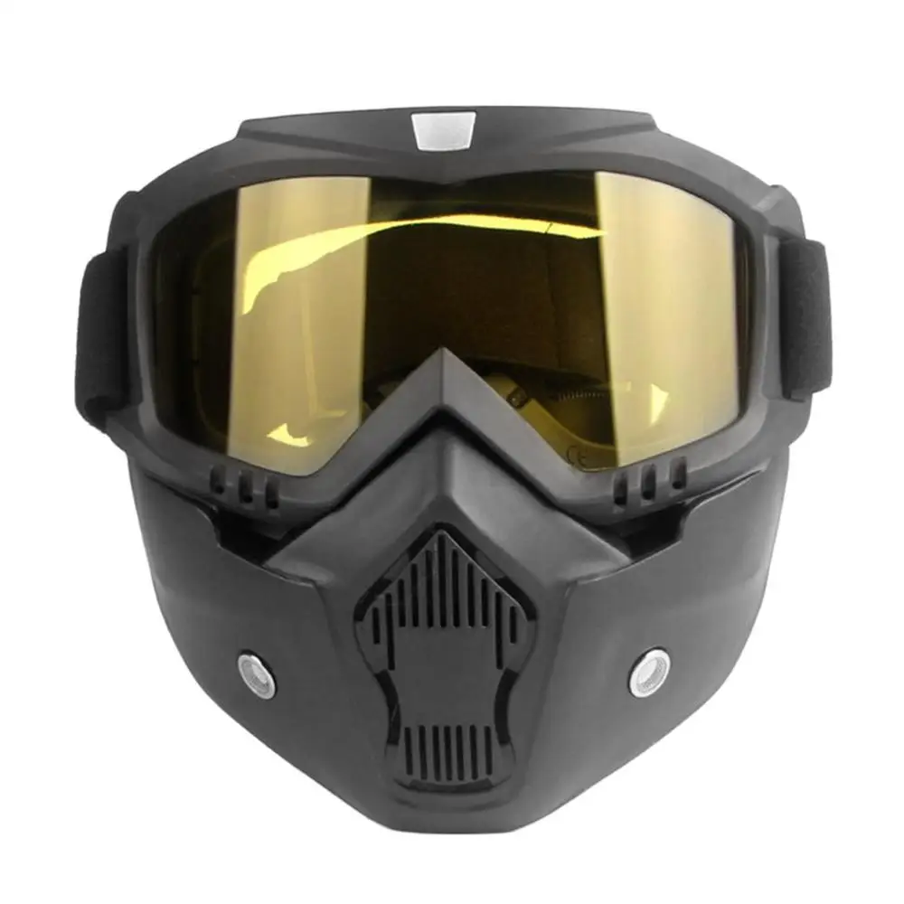 Защитные очки, маска для лица, ветрозащитная, Пылезащитная, УФ-защита, очки, маска, съемные, мотоциклетные, тактические очки, маски - Цвет: Yellow