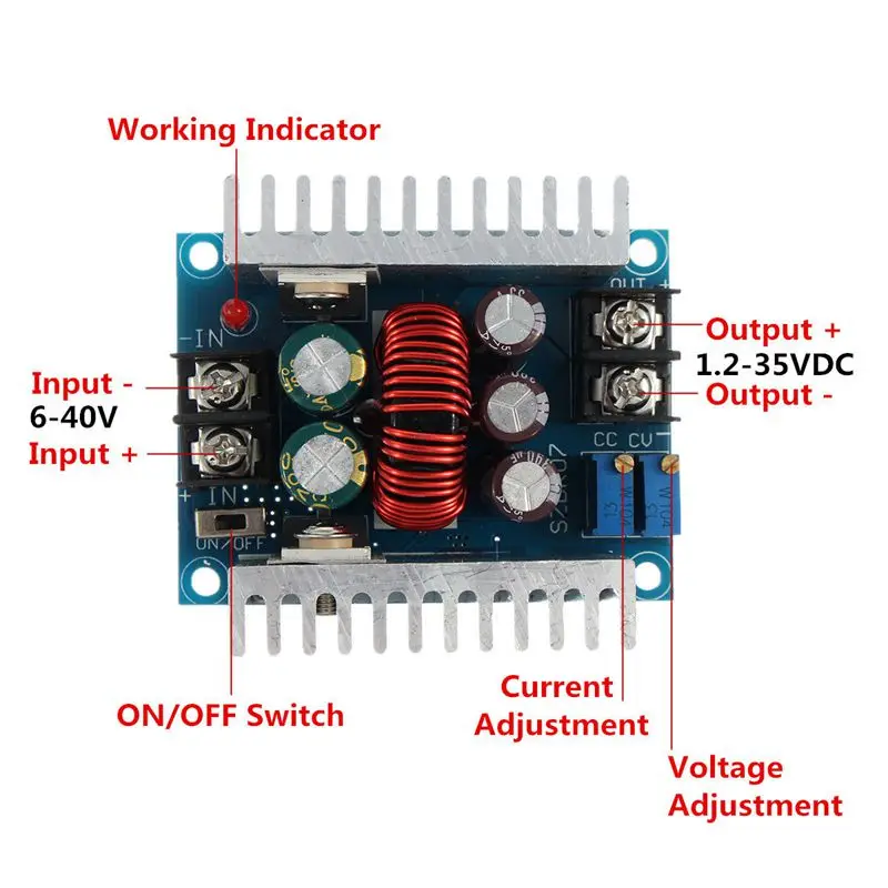 

Hot Sale 300W 20A DC Buck Module Constant Current Adjustable Step-Down Converter Voltage