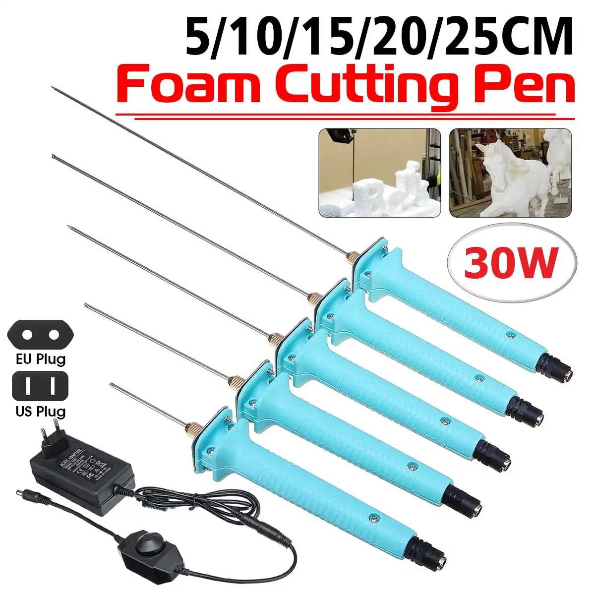 

100-240V/30W Electric Foam Cutter Cutting Machine Styrofoam Sculpting Hot Knife Wire Pen EU/US Power Adapter 5/10/15/20/25CM