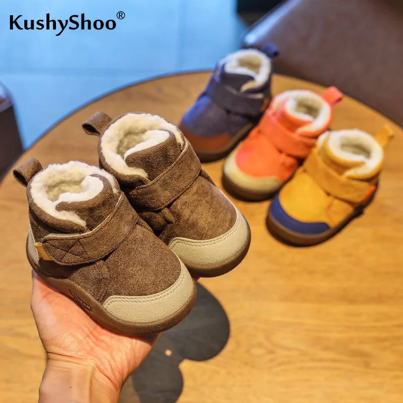 

Kushyshoo Toddler Boots 2020 Hook&loop Soft Sole Snow Boots Baby Cotton Shoes Fashion Casual Multicolor Plus Velvet Kids Boots