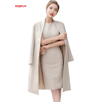 

High Quality Women's Long Blazer Suit Jacket Spring Autumn Fashion Temperament Long-sleeved Windbreaker Office Ladies Coats 1106