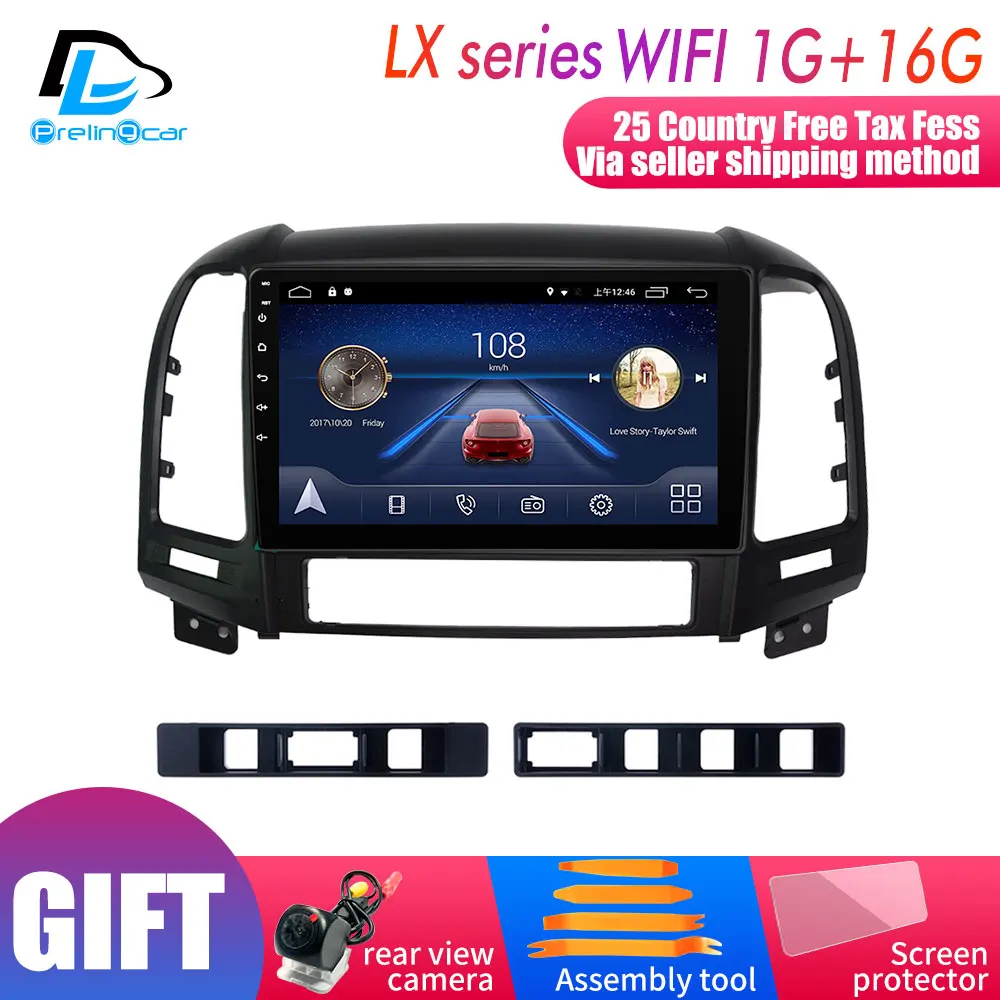 Android 9,0 Автомобильный gps Мультимедиа Видео Радио плеер в тире для HYUNDAI Santa fe santafe 2005-2012 год Навигация стерео - Цвет: LX player 1G16G