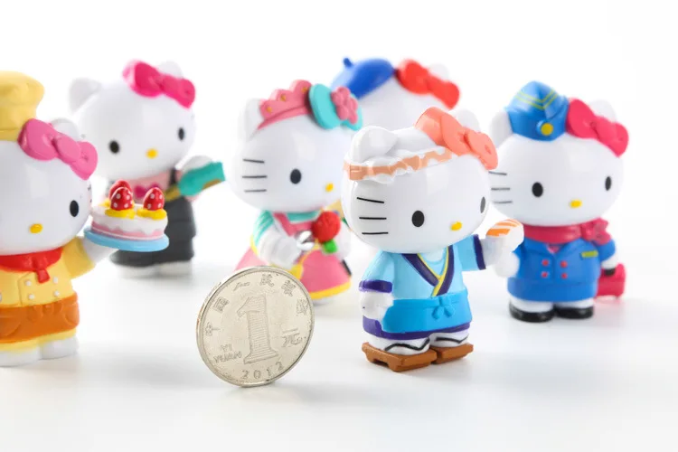Мультфильм милый рисунок «Hello Kitty» «kt Cat» Бизнес сотрудник 6-куклы Гараж Комплект украшения