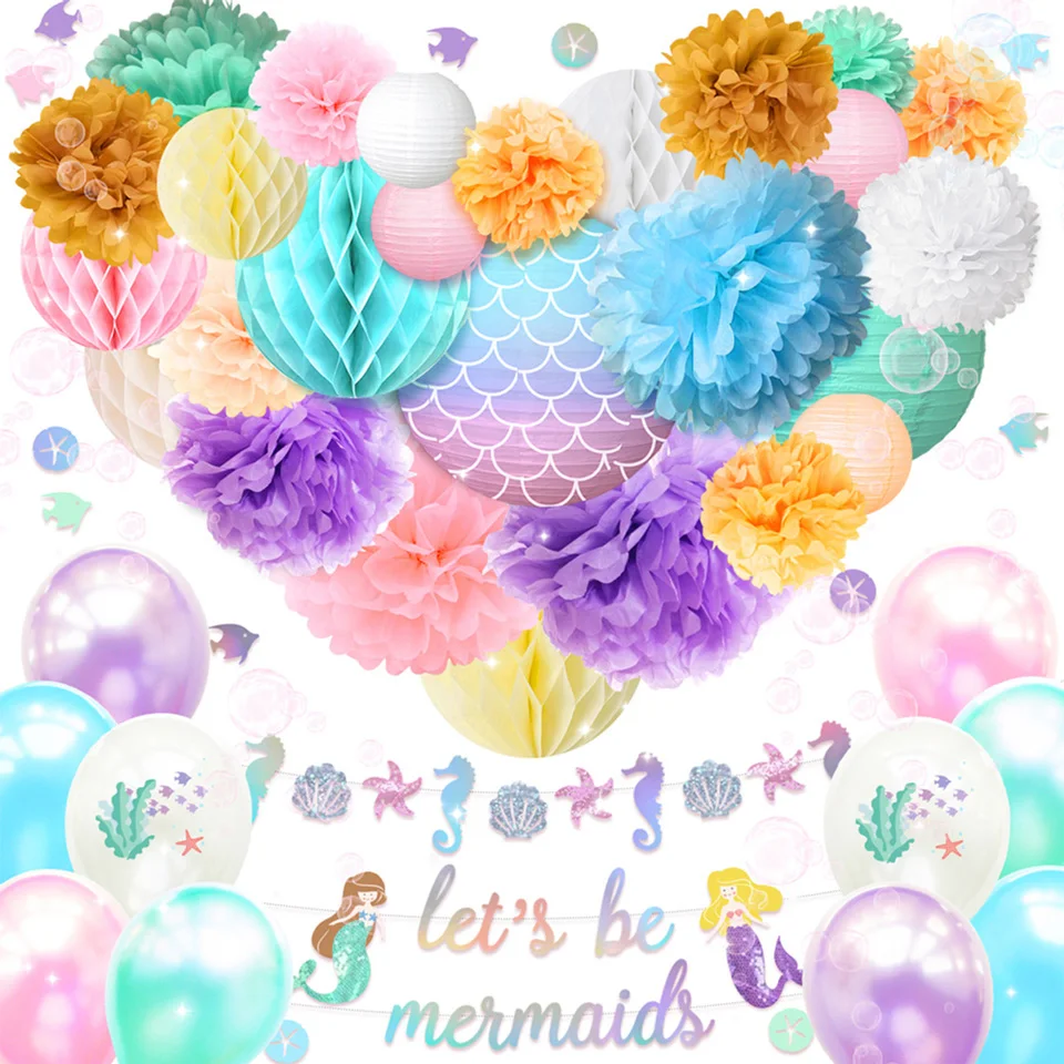 Nicro 39 шт./компл. Let's Mermaid комплект украшений для вечеринки винтажный девичий день рождения детский душ домашний декор вечерние принадлежности# Set134