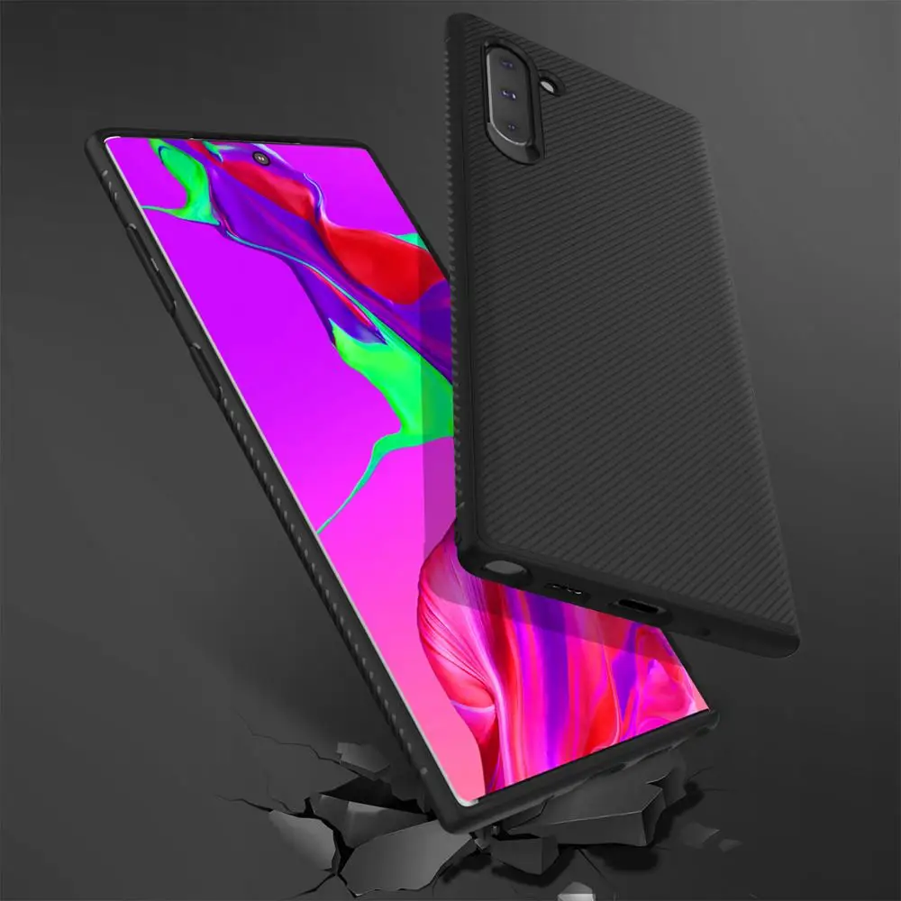 

Case for Samsung Galaxy Note+ Lenuo Shockproof Carbon Fiber Soft Back Cover sfor Samsung Note10 Note10 Pro Case