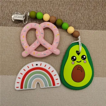 

Baby Teether BPA Free Silicone Teethers Food Grade Tiny Rod DIY Teething Necklace Baby Shower Gifts Cartoon Animals Teether