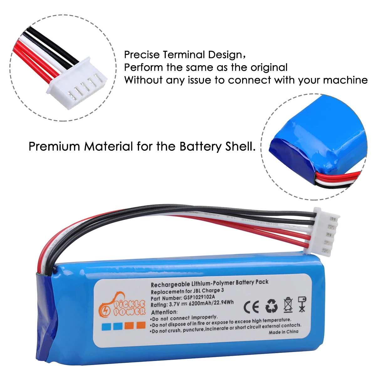 Bluetooth para Jbl Bateria do Orador de 6200mah Não para a Carga Charge Versão 3 2021 Gsp1029102a - Image 3