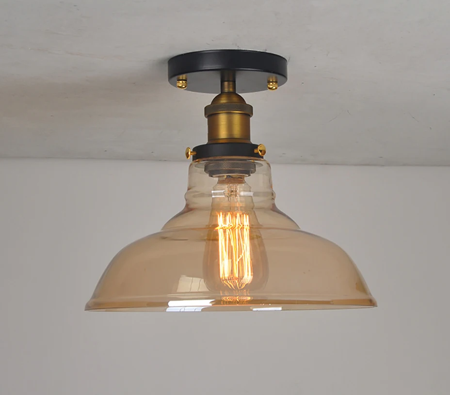 Lâmpada do Teto de Vidro Indústria Retro Loft Simplicidade Vestiário Varanda Corredor Lâmpada Luz 2 Luzes de teto