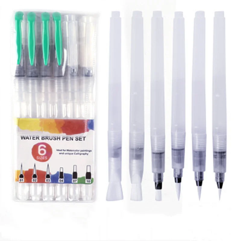 6 unids/set pincel de con depósito de agua para acuarela lápiz portátil cepillo de pintura de acuarela lápiz de tinta para pinceles de pintura dibujo arte suministros