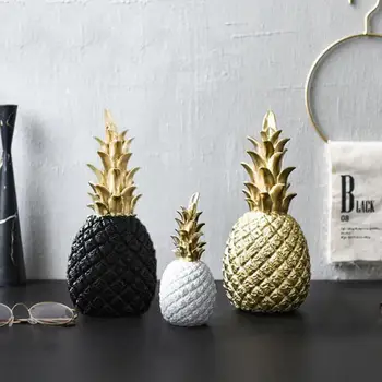 

Modern Nordic Style Pineapple Ornaments Desktop Synthetic Resin Creativity Metal Finishes Window Home Ramadan Decoration