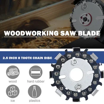 

2.5 Inch Grinder Chain Disc-8 Teeth Woodworking Saw Wood Carving Disc Saw Blade Angle Grinder Chain Disc 5/8-Inch Arbor