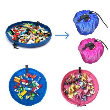 

Kid Toy Storage Bag Portable Lego Toys Organizer Polyester Foldable Drawstring Pouch Multifunctional Sundries Storage Tools