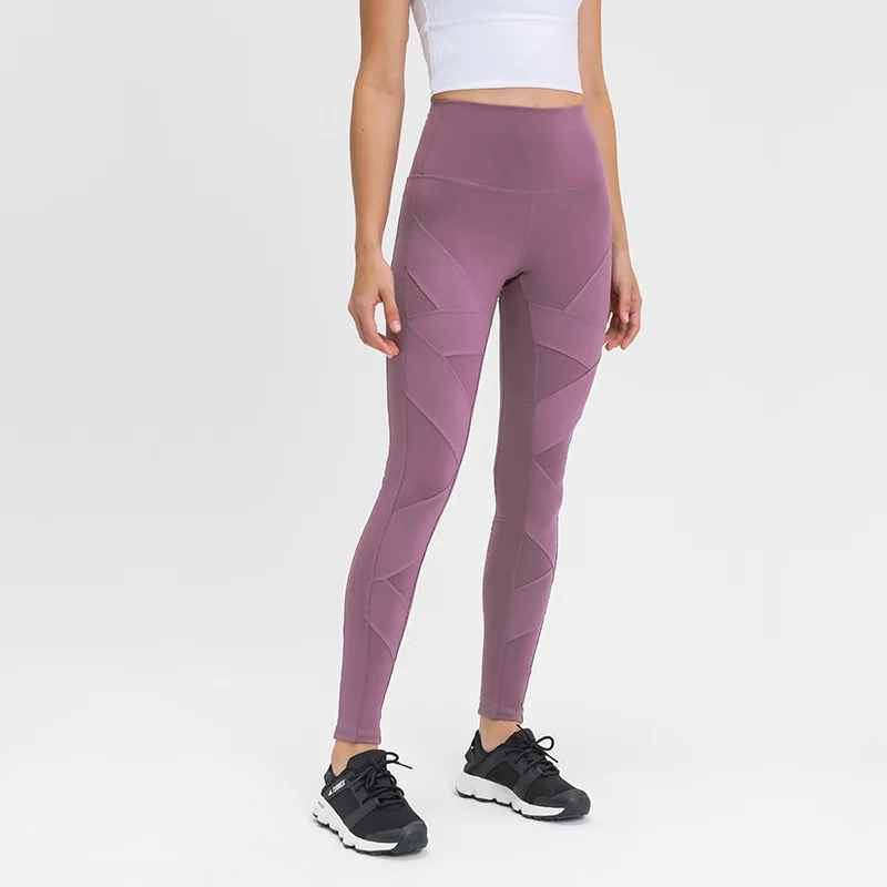 

2020 Autumn New Matte Stitching Yoga Pants High Waist Hip Elastic Tight Sports Ninth Pants Women
